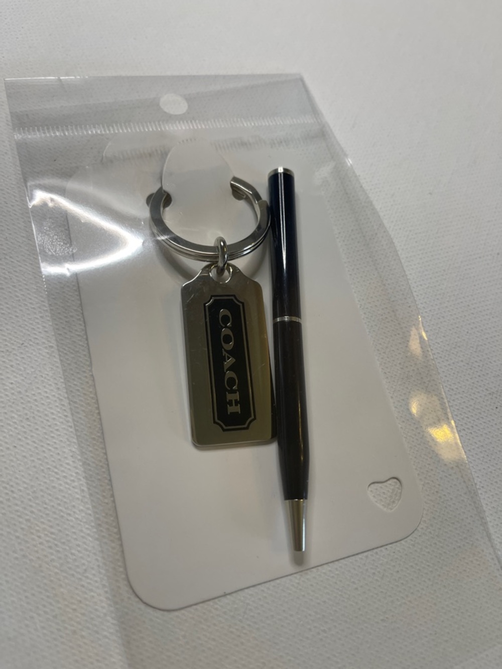 Coach Black and Silver Logo Tag Keychain and Black Coach Pen Set - Picture 5 of 6